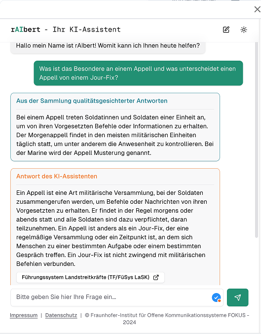 chatbot rAibert in Aktion